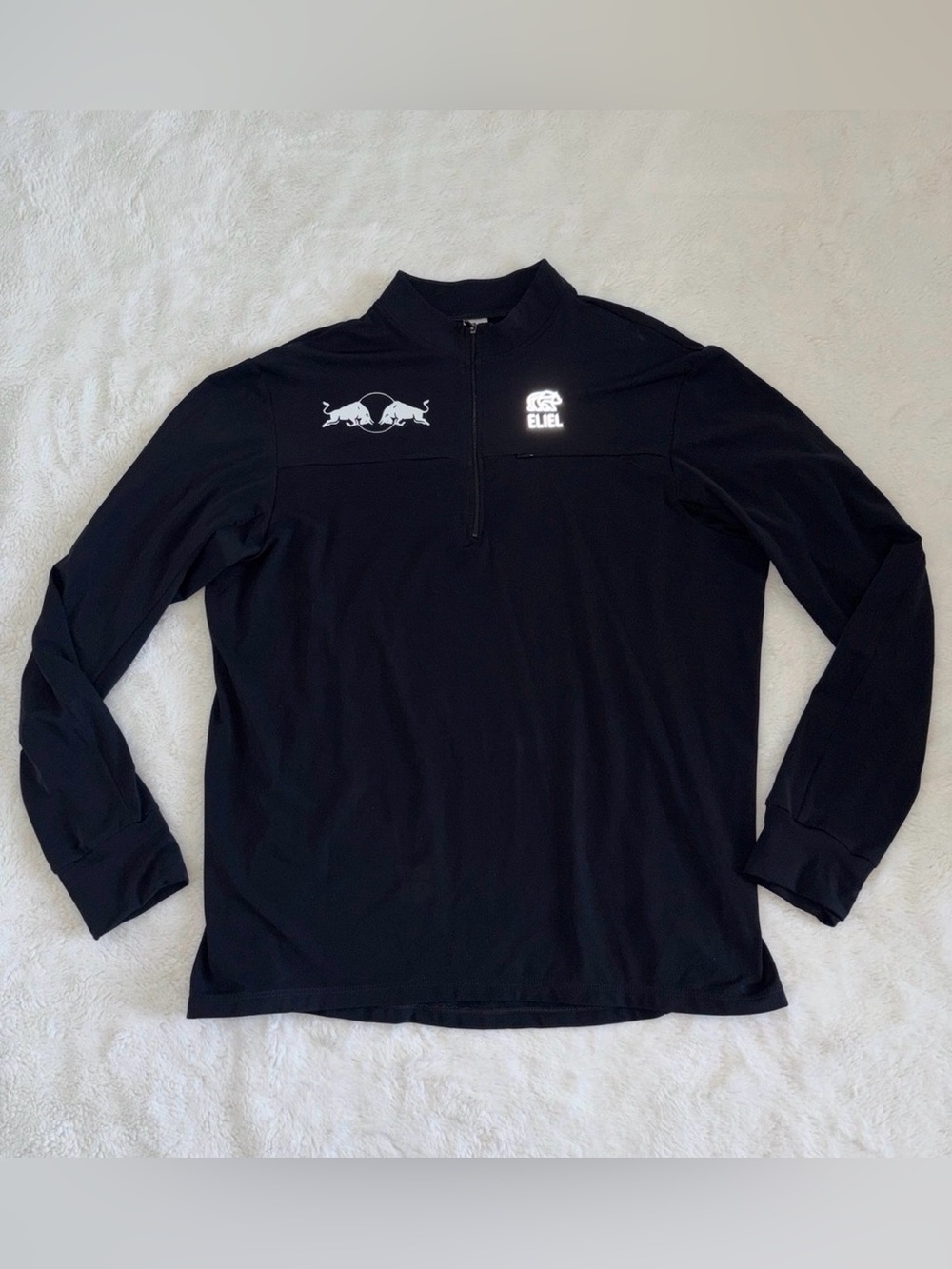 Elliel Black Quarter-Zip Performance Top with Reflective Logos